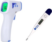 Sahyog Wellness 23062 Multi Function Non-Contact Forehead Infrared Thermometer with IR Sensor and Color Changing Display & 1 Digital Thermometer(Blue, White)