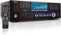 PYLE 4-Channel Home Theater Bluetooth Preamplifier - 3000 Watt Stereo Speaker Home Audio Receiver Preamp w/ Radio, USB, 2 Microphone w/ Echo for Karaoke, CD DVD Player, LCD, Rack Mount - PD3000BT 600 W AV Control Receiver(Black)