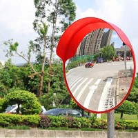 DARIT 80cm Convex Mirror Polycarbonate Road Security Traffic Mirror With adjustable Bracket (32 inches) Rearview Radar Mirror(Orange)