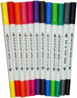 FRKB Dual Tip Brush Marker Pens Artistic Watercolor 12(Set of 12, Multicolor)