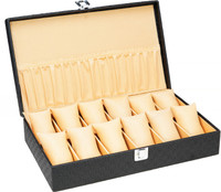 LEDO Watch Case Box Organizer Holder With 12 Slots Of Warches Watch Box(Black, Holds 12 Watches)