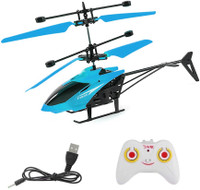 Virtual Khariddari Magical Hand Controlled Sensor and Radio Remote Control Charging Helicopter Toys with 3D Light Toys for Kids (Boys/ Girls)(Blue)