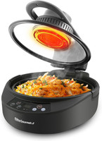 Elite Gourmet EAF4700 Digital 5Qt Air Fryer, Sears, Bakes, Roasts, Top & Bottom Heat, Oil-Less Healthy Cooker Timer & Temperature Controls, 26 Recipe Cookbook, Black Air Fryer(4.7 L)