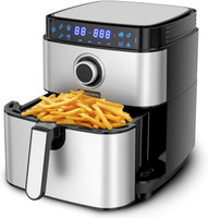 MOOSOO 8-in-1 Air Fryer, Electric Airfryer 1500W, 4.7 QT Stainless Steel Air Fryers Oven, Digital Screen with Time/Temp Control, Auto Shutoff & Overheat Protection, Nonstick Basket, Less Oil Frying Air Fryer(4.7 L)