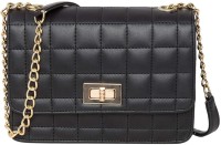 Threadstone Black Sling Bag Premium Leatherite Women's Designer Sling Bag having Chain Stripe design Twisted Lock - Blue