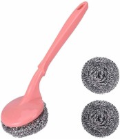Stager Steel Scrubber with Handle for Kitchen and Utensil Cleaning with 2 Additional Steel Scrubber Scrub Sponge, Stainless Steel Scrub(Small, Pack of 3)