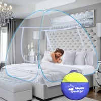 Faawn Polyester Adults Blue Mosquito Net Double Bed Nets for King Size Foldable Adult Mosquitoes/Machhardani Protection Net Mosquito Net(white, Blue)