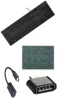 DELL Full-Sized Keyboard , Hotkeys and function for Desktop/Laptop/Smart TV Spill-Resistant Wired USB Keyboard with 10 million keystrokes lifespan Multimedia Keyboard (580-AEKD, Black) ) MOUSE PAD -USB Type-C OTG Adapter Cable Connector Cord pendrive Compatible…MICRO ADOPTER- Combo Set