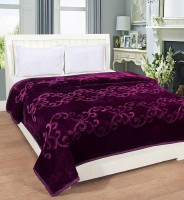 Beta Divine Floral Double Mink Blanket for  Mild Winter(Microfiber, Purple)