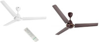 Paras Green Energy Efficient Saver BLDC Remote Control Ceiling Fan, 32W 1200 mm BLDC Motor with Remote 3 Blade Ceiling Fan(Brown/White, Pack of 2)