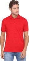 Jade Blue Printed Men Polo Neck Red T-Shirt