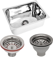 RENVOX Kitchen Sink 24X18X9 Inches Glossy Finish Stainless Steel Sink , Stainless Steel Single Bowl Kitchen Sink with SS Coupling and PVC Coupling Vessel Sink(Silver)