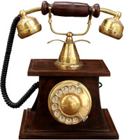 Bajoria Product BJ022 Corded Landline Phone(Brown, wood, golden)