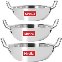 Nirvika Pack of 3 Stainless Steel stainless steel kadhai/Kadai/work/cookware set/Combo set of 3 PC PCS PIECE 22 Gauge heavy premium export quality (SIZE-2.500, 1.750, 1.250 Litre)(Gas Stove, Induction and Electric Gas Compitable) Kadhai 24 cm (Stainless Steel, Non-stick) Dinner Set(Microwave Safe)