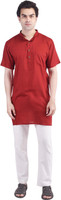 you shop we ship Men Solid Straight Kurta(Maroon)