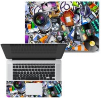 Finest Full Panel Laptop Skins Upto 15.6 inch - No Residue, Bubble Free - Removable HD Quality Printed Vinyl/Sticker/Cover for Dell-Lenovo-Acer-HP - Sticker Bomb Collage Camera Lens Art Combo Set(Multicolor)