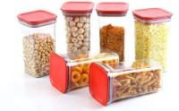 Dk Trendz  - 1100 ml Plastic Grocery Container(Pack of 6, Red, Clear)