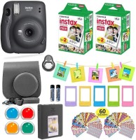 FUJIFILM Instax Mini 11 Charcoal Gray with Carrying Case Instax Film Value Pack (40 Sheets) Accessories Bundle Instant Camera(Black)