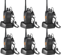 SNARIYOVSN Baofeng (6 Pcs) UHF 400-470 MHz 16CH Handheld Amateur Radio 2-Way Long Range Interphone LED Torch Microphone With Earpiece WT140 Walkie Talkie(Black)