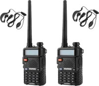 SNARIYOVSN Baofeng (2 Pcs) UV-5R Dual Band VHF/UHF136-174 MHz & 400-520 MHz Handheld Long Range Two-Way Radio WT180 Walkie Talkie(Black)