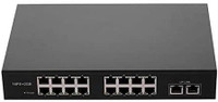 HANUTECH Poe Switch | Poe Switch 16 Port (10/100Mbps) + 2 Port Uplink Gigabit Port (10/100/1000Mbps) Fast Ethernet 16 Port Poe Switch RJ45 Ports for CCTV Networking DVR NVR Network Switch(Black)