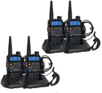 SNARIYOVSN Baofeng (4 Pcs) UV-5R Dual Band VHF/UHF136-174 MHz & 400-520 MHz Handheld Long Range Two-Way Radio WT249 Walkie Talkie(Black)