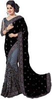 VIRTOYA FAB Embroidered Fashion Silk Blend Saree(Black)