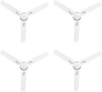 USHA Airostrong Curve pack of 4 1200 mm 3 Blade Ceiling Fan(Metallic White, Pack of 4)
