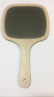 Fantasy Mirror Wooden 6"Medium Square Handle Mirror,Handleheld portable Mirror-Light Brown