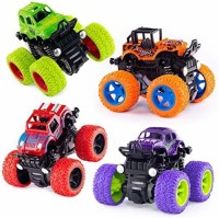 TITIRANGI 4 Pack 4WD Monster Truck Cars,Push and Go Toy Trucks Friction Powered Cars 4 Wheel Drive Vehicles for Toddlers Children Boys Girls Kids Gift-4PCS(Multicolor)