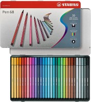 Stabilo Pen 68 - Premium (in Metal Box), Felt Tip Nib Sketch Pens(Set of 30, Multicolor)