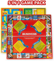 PEZYOX Fun Filled Business 5 in 1 Deluxe Game with Plastic Money Coins for Young Businessmen to Learn Trading and Other Systems of Buying and Selling Money & Assets Games Board Game Board Game Accessories