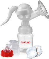 LuvLap Manual Breast Pump, 3 Level Suction Adjustment, 2pcs Breast pads free,  - Manual(White)
