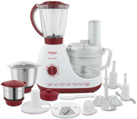 MAHARAJA WHITELINE SMART CHEF (FP-100) 600 Juicer Mixer Grinder (3 Jars, Red & White)