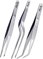 ALIS PROFESSIONAL Small Kitchen Tweezers with Precision Serrated Tip Stainless Steel Small Kitchen Tweezers with Precision Serrated Tip - Chefs Food Tweezer for Precise Plate Detailing, Durable & Sturdy Tweezers – Non-Slip with Ergonomic Design (6.3” inch) 16.002 cm Serving Tongs(Pack of 3)