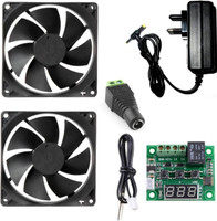CyberSupreme Best Combo Of W1209 + 12v 2Amp Adapter + 1 Dc Connector Screw Type + 2 Piece 3 inch fan For Diy Incubator Electronic Components W1209 thermostat Temperature Sensor and Controller Temperature Sensor and Controller Electronic Hobby Kit