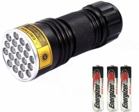 amiciVision 21 LED UV Torch Light 395-400nm Flashlight with 3 AAA Battery Torch(Black)