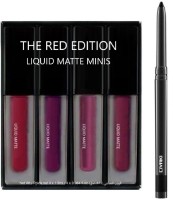 CIVAKI Smudge Proof Makeup Beauty Kajal & Huda The Red Edition Liquid Matte Edition Catsuit Lipstick(5 Items in the set)