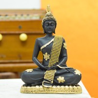 ArtofDot Home Decor Showpieces Buddha statue for home decor Decorative Showpiece  -  19 cm(Polyresin, Black, Gold)