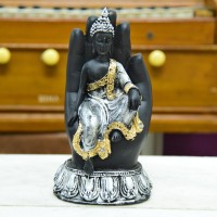 ArtofDot Home Decor Showpieces Buddha statue for home decor Decorative Showpiece  -  18 cm(Polyresin, Black, Silver)