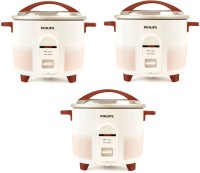 PHILIPS HL1663/00 pack of 3 Electric Rice Cooker(1.8 L, white & red, Pack of 2)