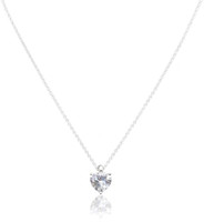arts on way Silver Plated Chain with Beautiful Large Single Heart Shape White Cubic Zirconia (American Diamond) Stone Pendant for Women/Girls Cubic Zirconia Silver Plated Brass Chain