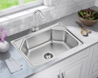 Caisson (24x18x10 inch) Fully Matte Finish Stainless Steel Machine Made Kitchen Vessel Sink(Silver)