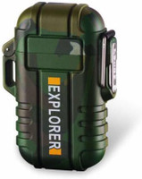 Marvel Explorer Waterproof Protective Case Electronic USB Plasma Double Arc Rechargeable Cigarette Lighter E_USB Lighter Cigarette Lighter(Green)