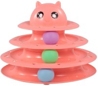 FOODIE PUPPIES Interactive Tower of Tracks Plastic Three Layers Pet Game Entertainment Circular Turntable Toy with Colorful Balls for Cats & Kittens Plastic Ball For Cat