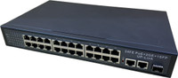 HANUTECH 24 Ports Poe+2 Uplink Giga Ports+1SFP CCTV Networking Switch with Original Realtek Chipset Network Switch(Black)