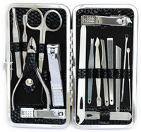 Miss Hot Manicure Set 16 in 1 Stainless Steel Professional Pedicure Kit Nail Scissors Grooming Kit with Leather Travel Case(250 g, Set of 16)