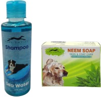 PETS EMPIRE Naturally Organic Body Shampoo for Pets (Sea Water, 200ML) +Naturalis Handmade Dog Soap with Natural Neem Oil Antibacterial and Antifungal 100 GMS Anti-microbial, Conditioning, Anti-fungal, Anti-parasitic, Flea and Tick, Anti-dandruff, Allergy Relief, Whitening and Color Enhancing, Anti-