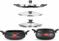 Pigeon by Stovekraft All In One Super Cooker Value Pack 3 L, 5 L Induction Bottom Pressure Cooker(Aluminium)
