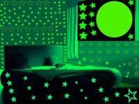 Ashamohar Glaxy of Stars Big Size Moon With Stars Radium Night Glow For Bedroom/living room Wall Sticker Medium Night Glow Star Big Size Moon Kids Wall Sticker Decor Bedroom Living Room(Pack of 5)